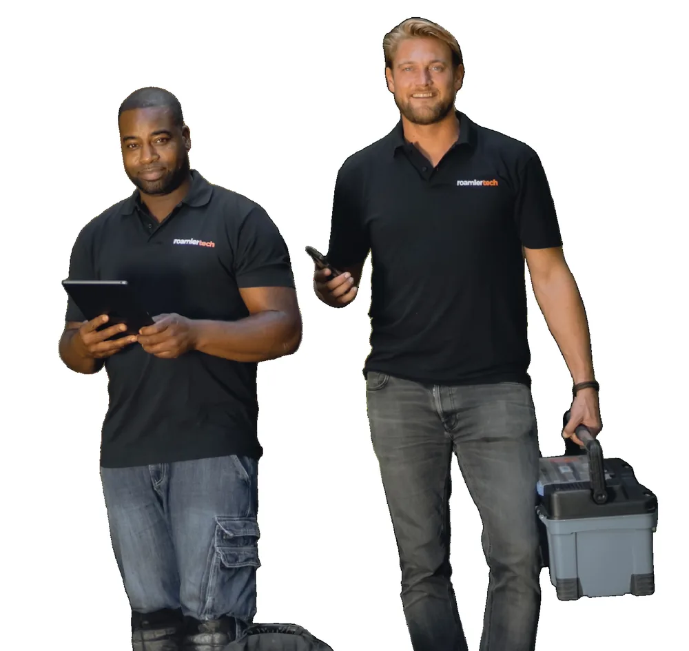 Two certified Roamler Tech technicians ready for a job